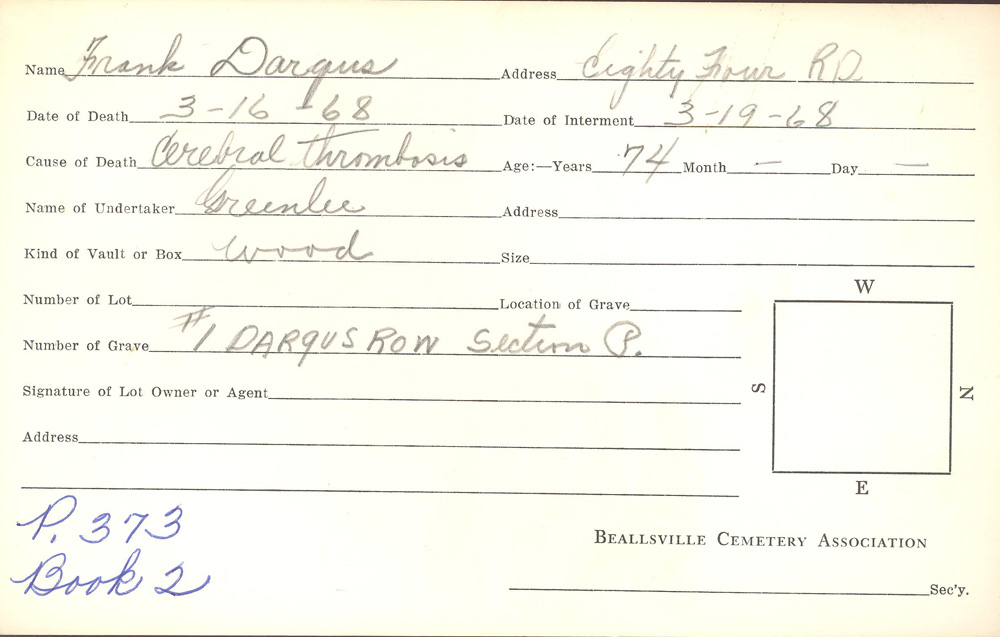 burial card